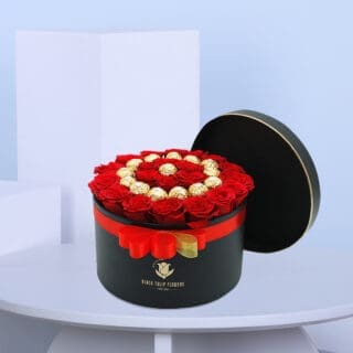 Box of Red Roses with Ferrero Rocher chocolates