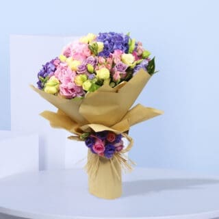 Bunch Of Mix Flowers With Purple Hydrangeas