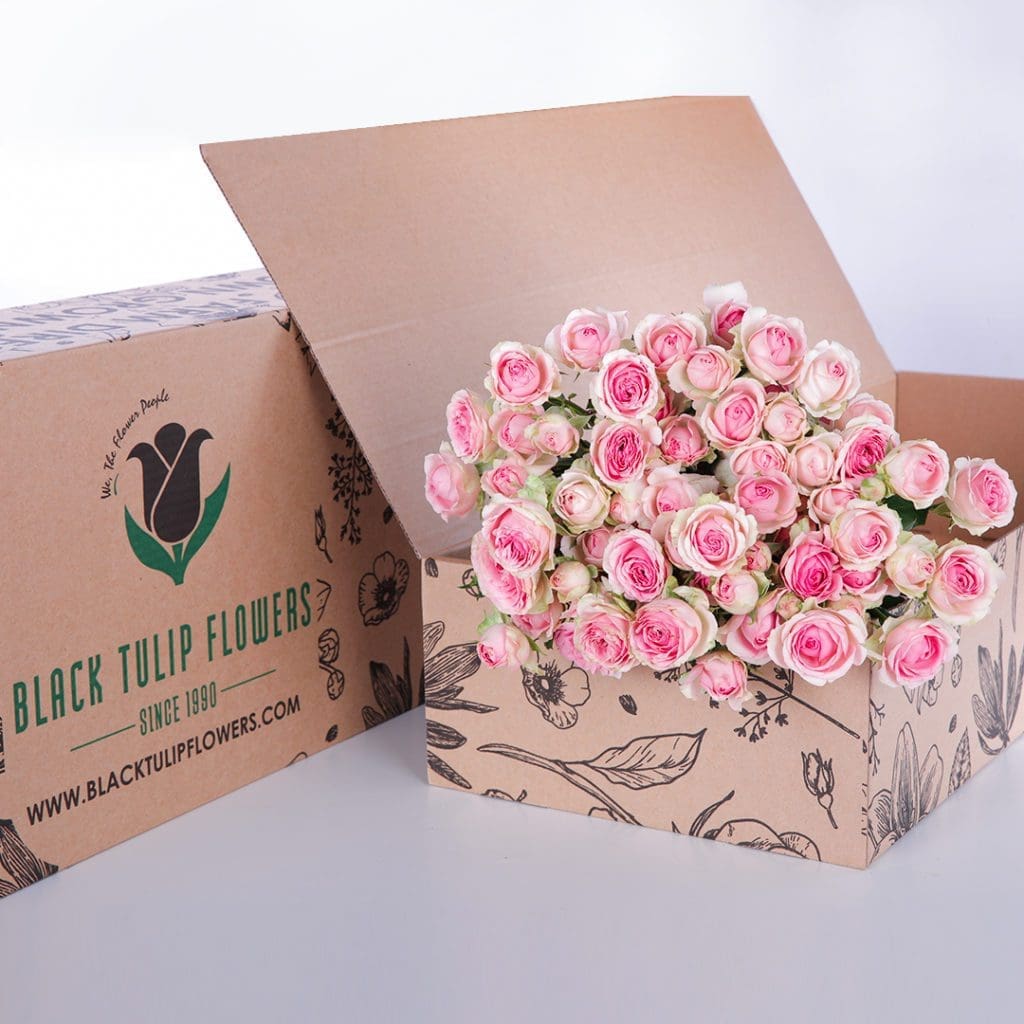 Spray Roses Dinara with vase (1) Spray Roses Dinara with vase