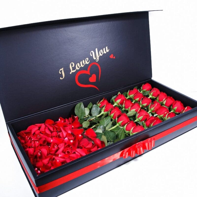 Say It Romantically flower box by Black Tulip Flowers