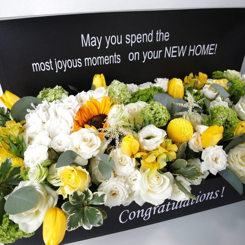 Welcome Home (3) Welcome Home flower box by Black Tulip Flowers