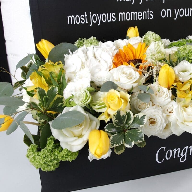 Welcome Home (5) Welcome Home flower box by Black Tulip Flowers