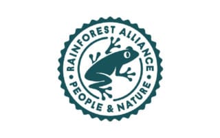 Rainforest Alliance logo shown for Sustainable Agriculture Standard certification