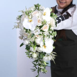 Rivulet White – Orchid, Roses & Mixed Flowers Bouquet