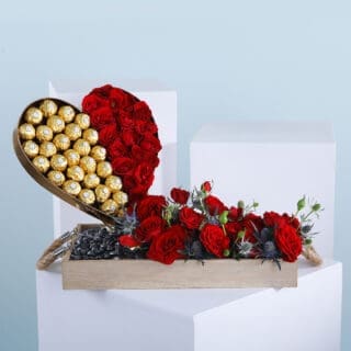 Love Board – 30 Red Roses & 30 Ferrero Rocher Chocolates