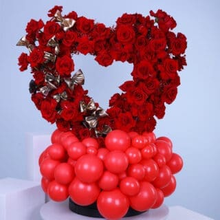 Heart Felt Rose with Balloons