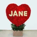 Personalized Red & White Roses Heart Arrangement 1 Jane