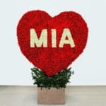 Personalized Red & White Roses Heart Arrangement 3 MIa