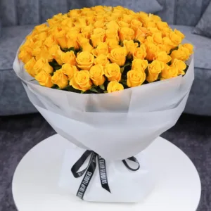 A large bouquet of yellow roses.
