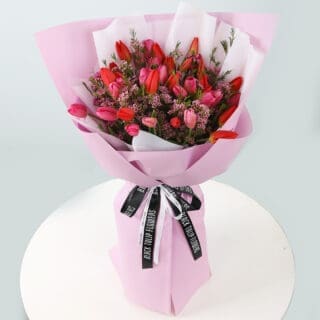 Dark Pink & Light Pink Tulip Bouquet