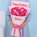 Pink Roses Customized Birthday Bouquet 1 roses-birthday-bouquet