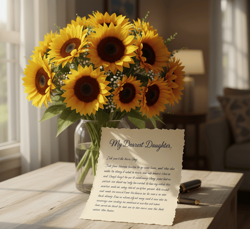Handwritten Letters with Sunflowers