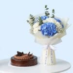 Elegant Blue & White Floral Gift Set 1 blue-hydrangeas-bouquet-cake-01