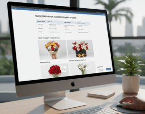 Flower delivery options comparison including same day midnight and luxury