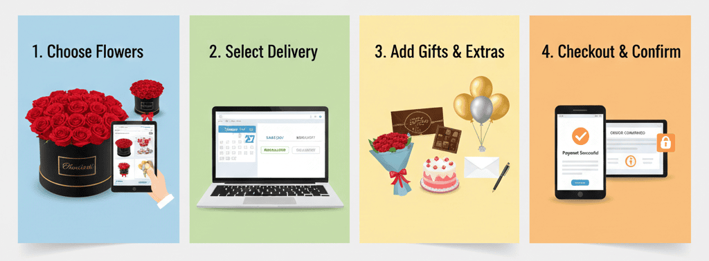 Easy step-by-step online ordering process for flower delivery