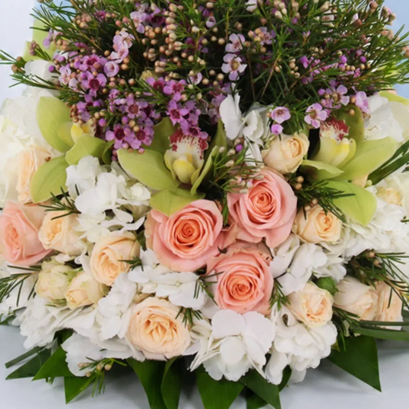 peach rose table centrepiece 04