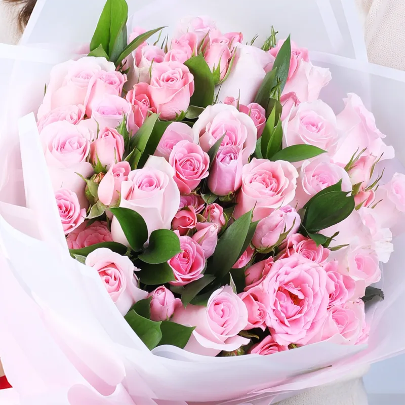 pink romance rose bouquet 02