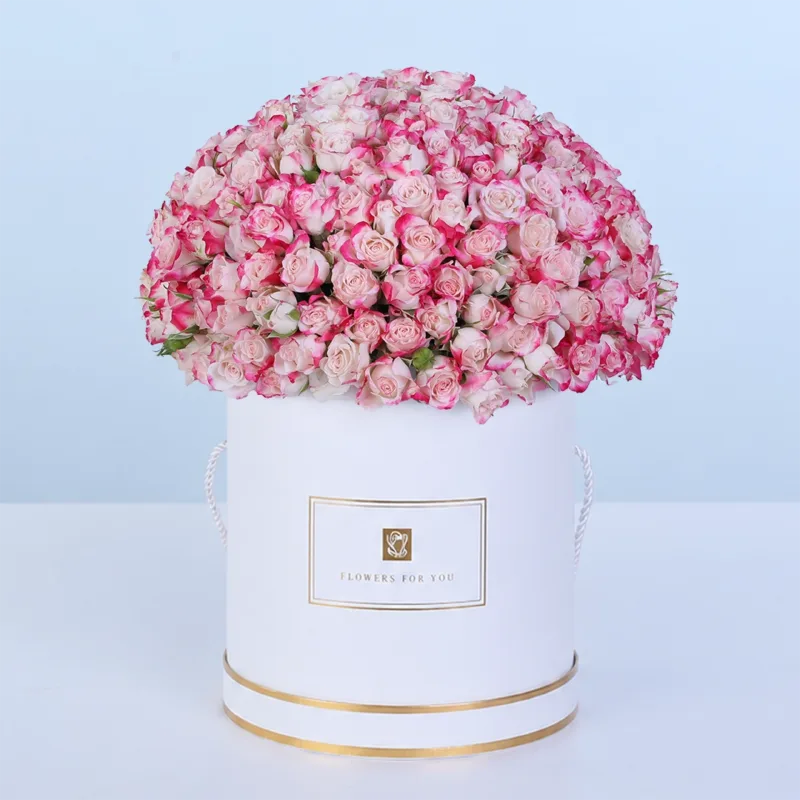double-colour-spray-rose-hat-box double colour spray rose hat box