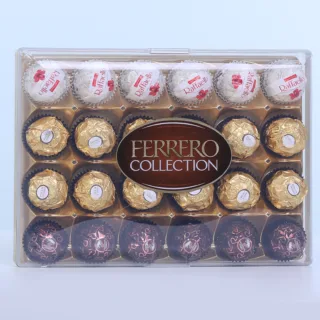 Ferrero Rocher Premium Chocolate Collection featuring 24 premium hazelnut chocolates in a 269g elegant gift box.