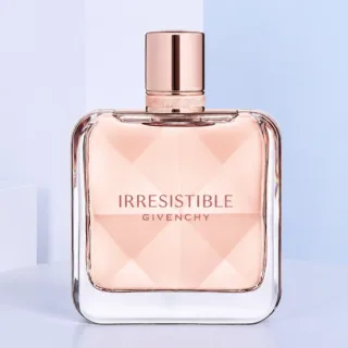 Givenchy Irresistible EDP For Women 80ML perfume featuring a floral fruity fragrance with fresh pear, ambrette, elegant rose, iris, soft musk, and warm Virginia cedar notes for women.