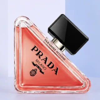 Prada Paradoxe Intense EDP For Women 90ML perfume bottle and box featuring pear, neroli, bergamot, jasmine, amber, and vanilla notes.