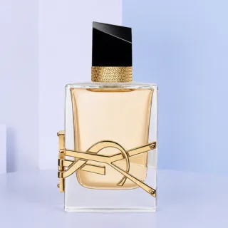 YSL Libre EDP For Women 50ML perfume bottle and box featuring an elegant amber fougère fragrance with lavender, mandarin orange, jasmine, vanilla, musk, and cedar notes.