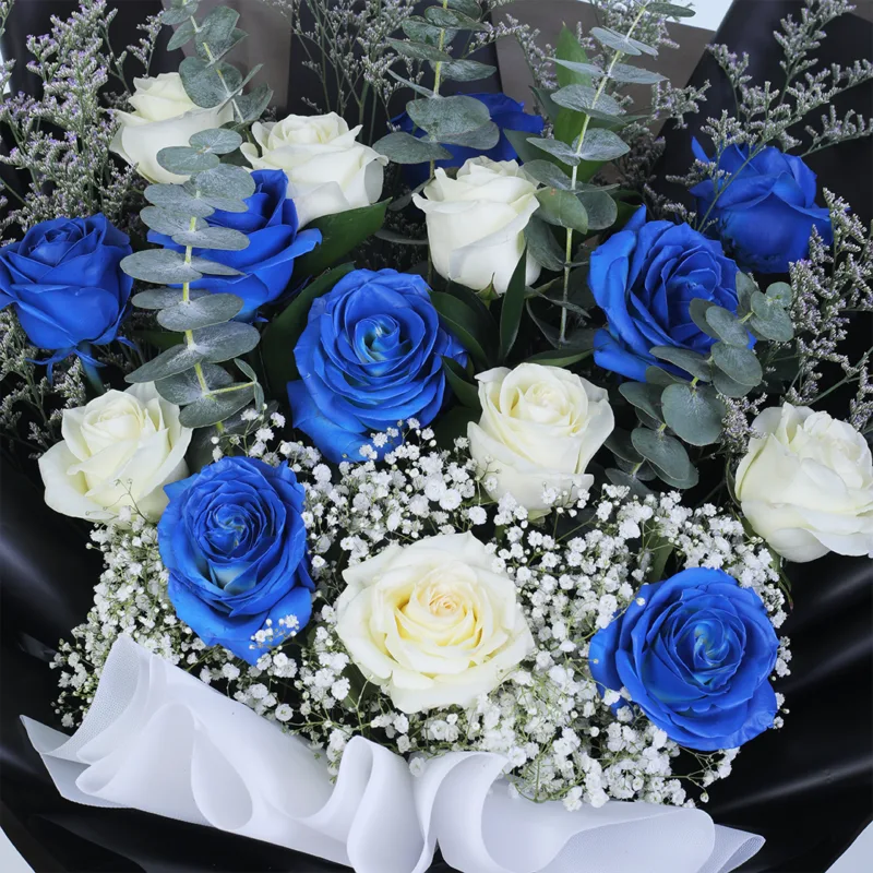 blue-white-rose-royalty-bouquet_03 blue white rose royalty bouquet 03
