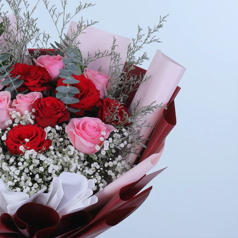 red pink rose bliss bouquet 04