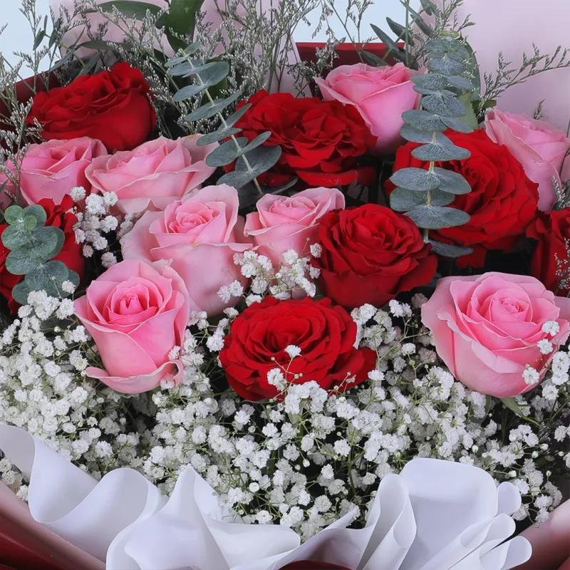 red pink rose bliss bouquet 05