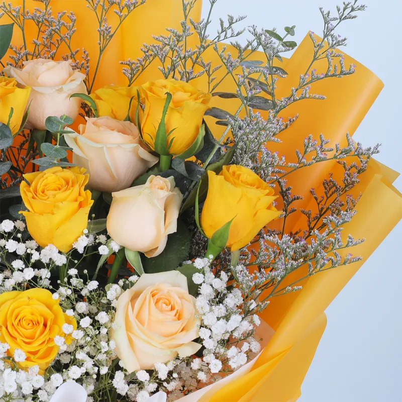 yellow-peach-rose-bouquet_04 yellow peach rose bouquet 04