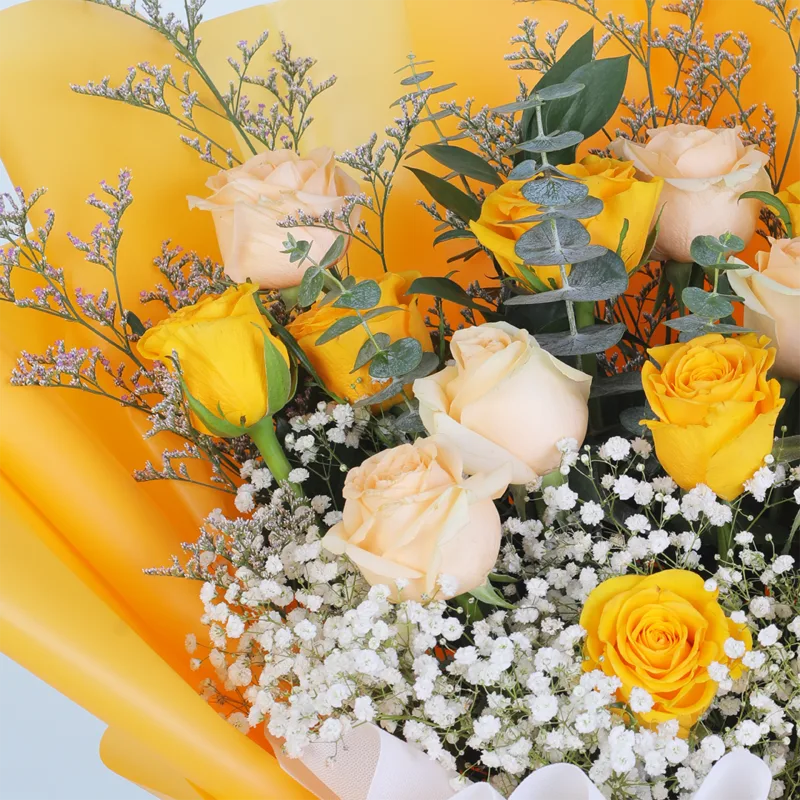 yellow-peach-rose-bouquet_05 yellow peach rose bouquet 05