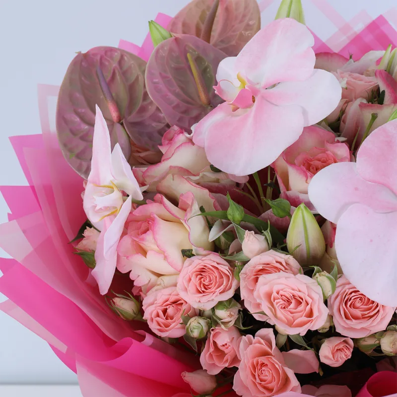 pink orchid lily bouquet 05